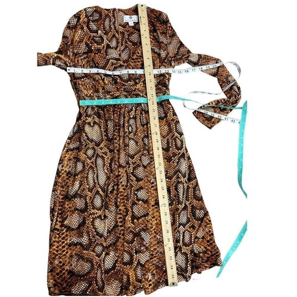 Altuzarra Brown Snake Print Python Long Sleeve Dress Sz 4 - Picture 4 of 8